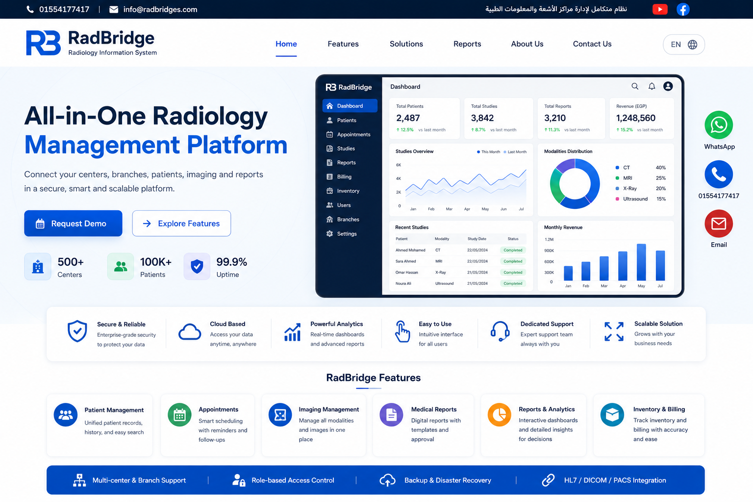 واجهة RadBridge وتقارير الإدارة